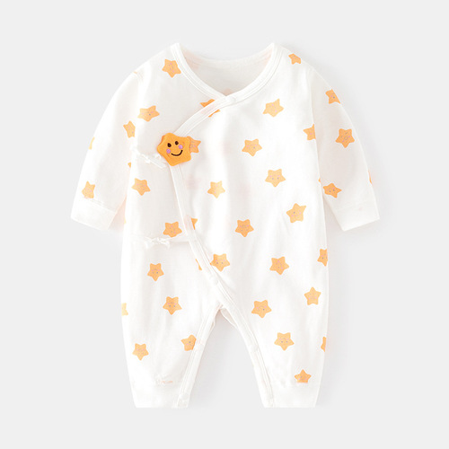 Newborn onesie baby boneless harem autumn and winter pure cotton newborn monk suit romper suit Velcro baby clothes