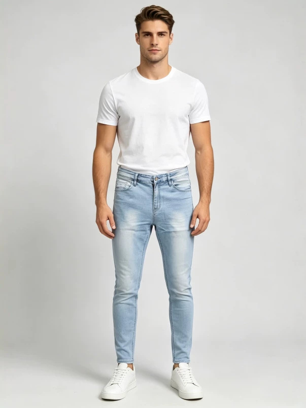Jeans Ajustados Elásticos para Hombre de Algodón y Poliéster para Uso Casual image 3