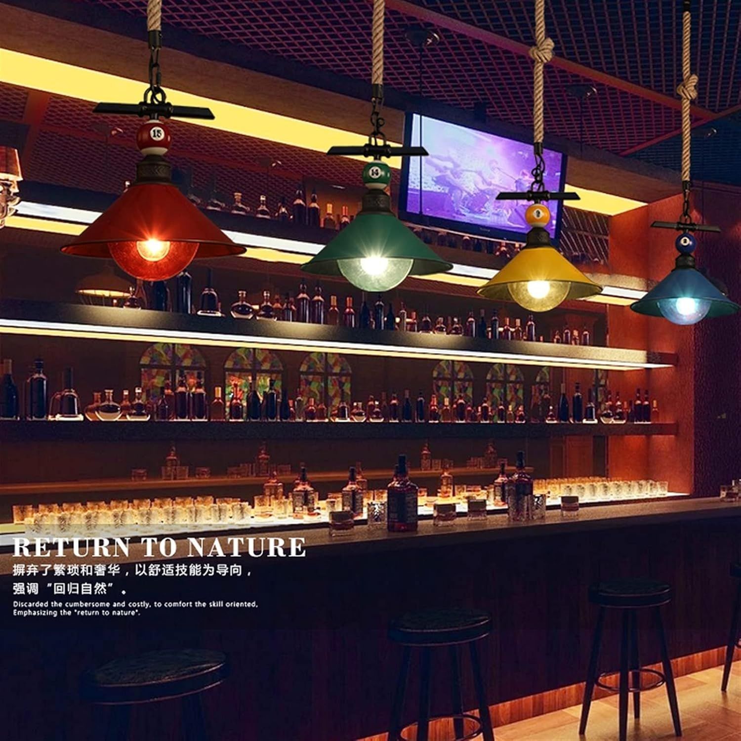 Transfronterizo Zhongshan lámparas de billar sala de lámparas retro cuerda de cáñamo lámpara de techo lámpara de comedor lámpara de decoración para el hogar lámpara de viento retro