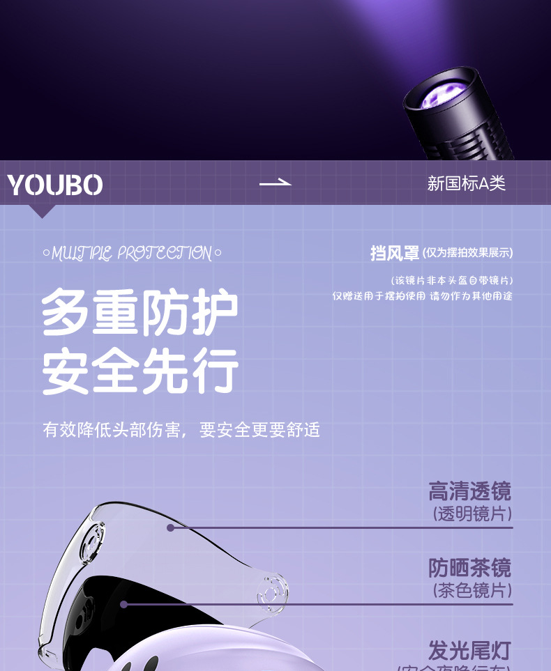 Electric Vehicle Helmet with Double Visor