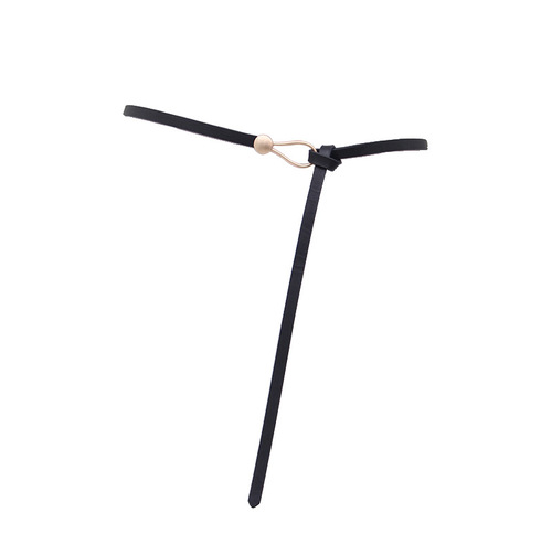 Thin suit belt for women, versatile knotted decorative belt, fashionable black with dress, sweater, waist belt