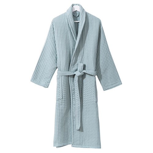 Japanese-style cotton four-season extended honeycomb waffle bathrobe yukata nightgown home clothes couple men and women hotel B&B