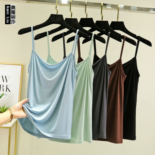 Modak cotton small strap women's spring and summer sleeveless undershirt for thinning base top large size versatile thin pure color vest