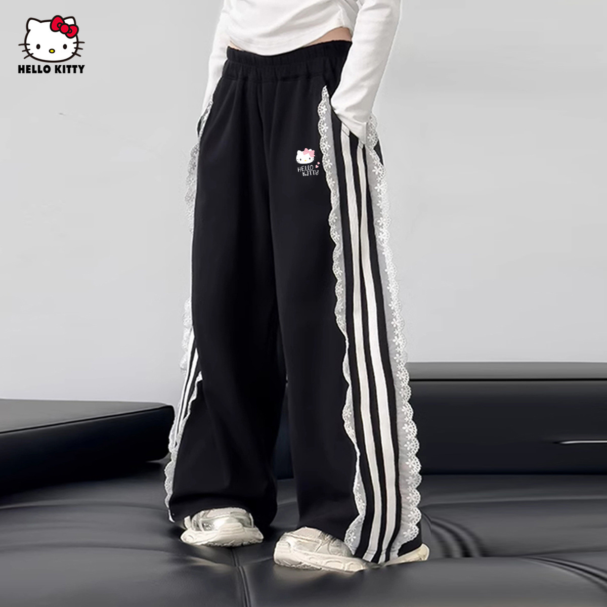 Uşaq üçün geniş şalvar, krujevalı, Hellokitty