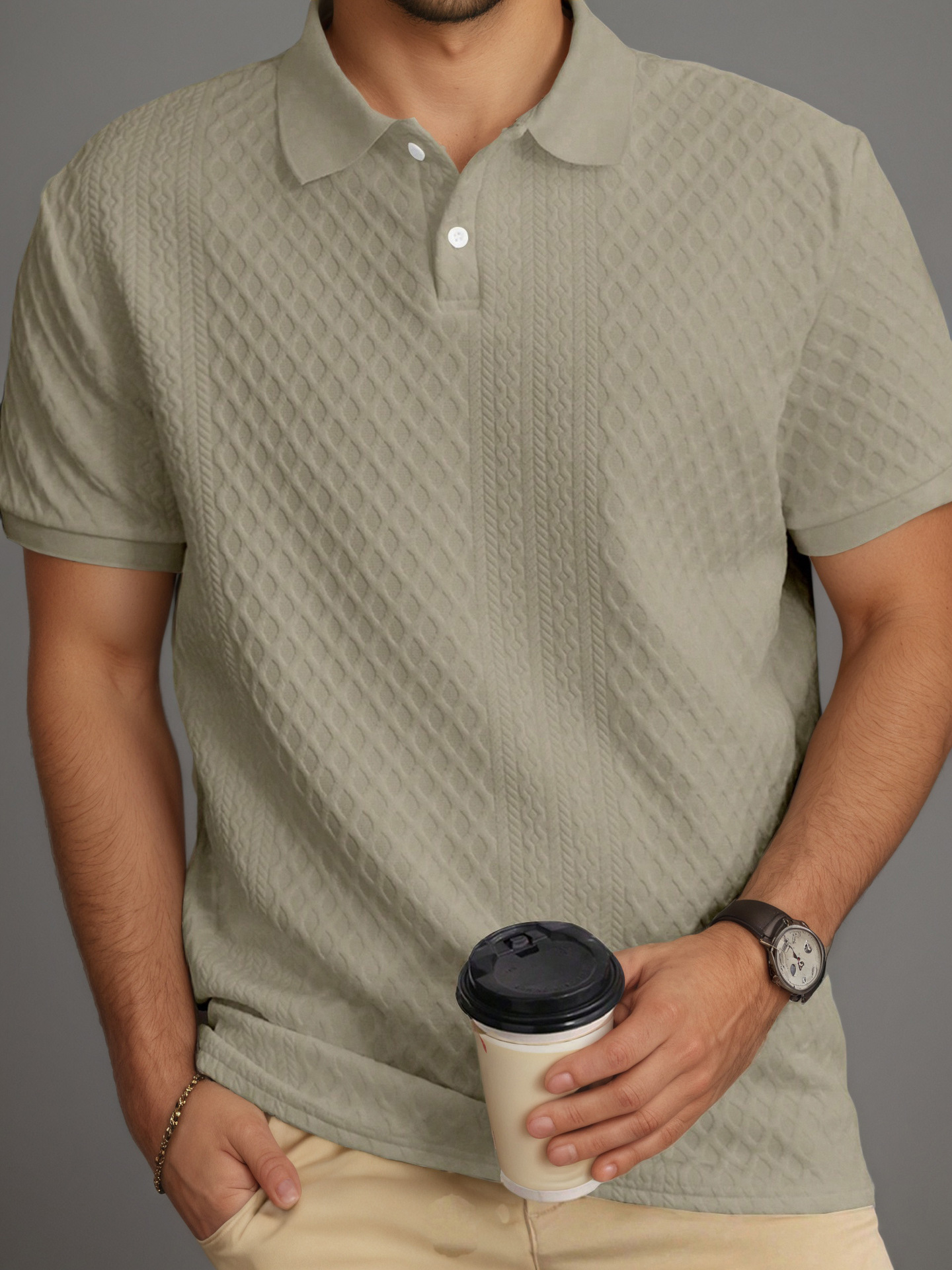 Men's Lightweight Breathable Short Sleeve Shirt, Casual Linen-Like Wrinkle-Resistant Button Down Shirt For Summer_viptrois.com