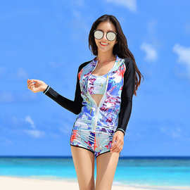 泰国泳衣女分体潜水服学生运动保守五件套2024新款显瘦遮肚游泳装