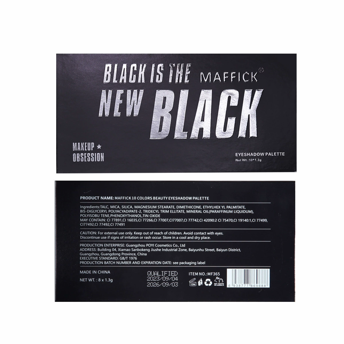 Cross-border MAFFICK 10-цветная палетка теней BLACK smoky makeup зерно светлый кристаллический глазной макияж новый опт
