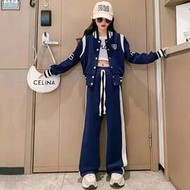 女童运动套装春秋新款时髦中大童棒球服外套女孩秋季休闲服两件套