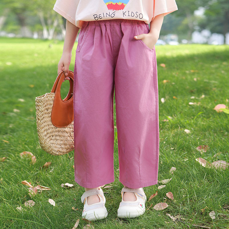 로즈 레드 와이드 레그 크롭 팬츠