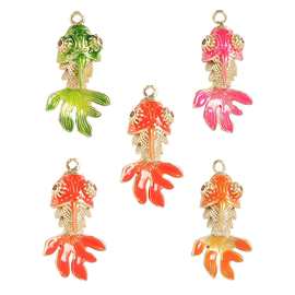 热卖国潮锦鲤吊坠铜镀金简约滴油金鱼DIY手工饰品手链项链配件