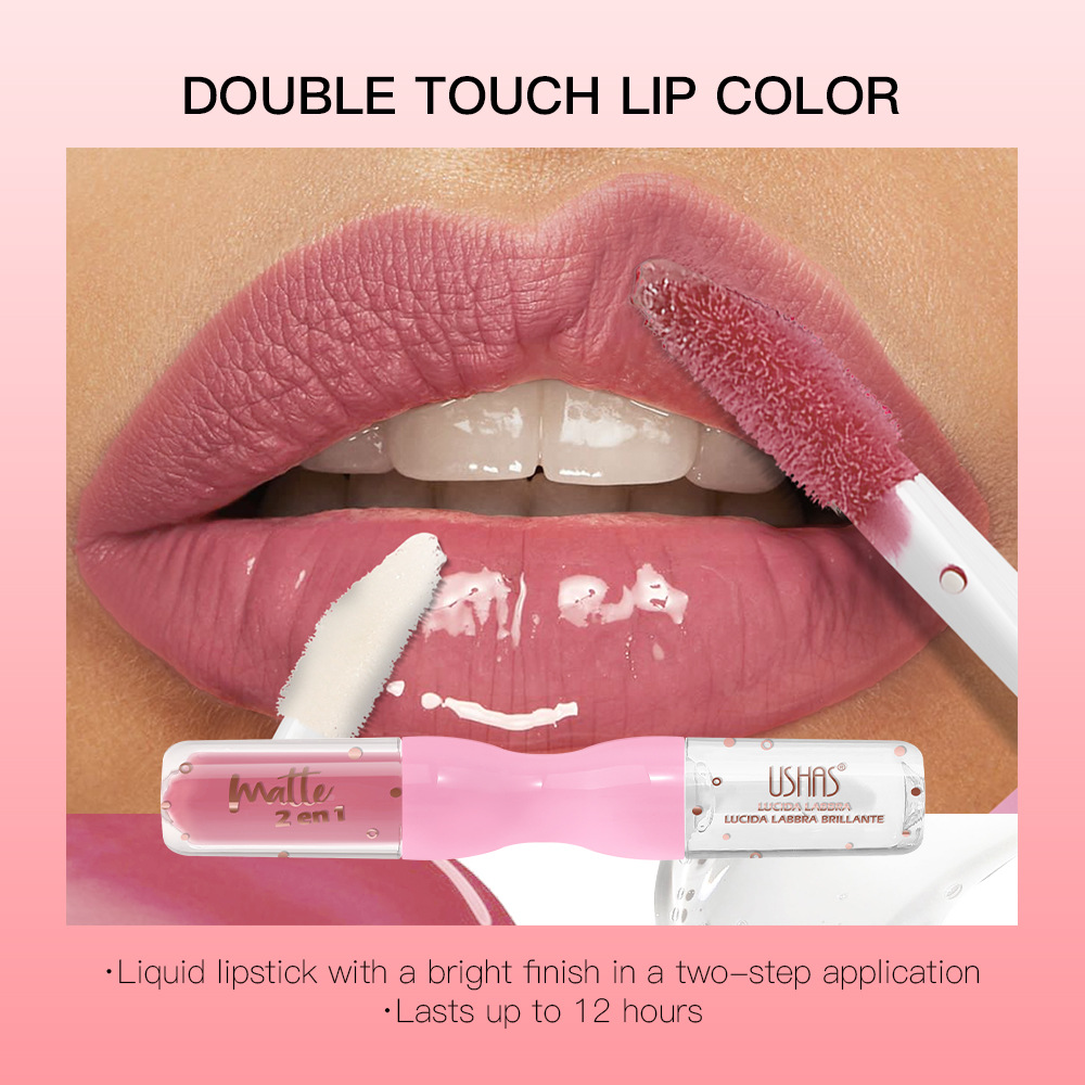 USHAS Cosméticos transfronterizos 12 colores lipstick mate lipstick esmalte fácil de colorear sin taza de lipstick al por mayor