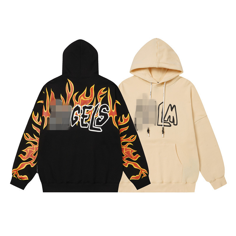 Cross-border European and American trendy brand Palm Angels flame letter print hooded sweatshirt for men and women, high street loose hoodie jacket Cross-border European and American trendy brand Palm Angels flame letter print hooded sweatshirt for men and women, high street loose hoodie jacket