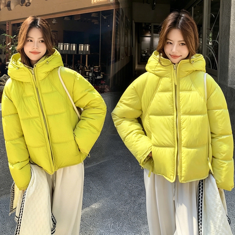 Fashionable Puff Hooded down Cotton Jacket for Women, Short Style, 2026 Winter New Loose Hooded Versatile Student Coat Trend Fashionable Puff Hooded down Cotton Jacket for Women, Short Style, 2026 Winter New Loose Hooded Versatile Student Coat Trend