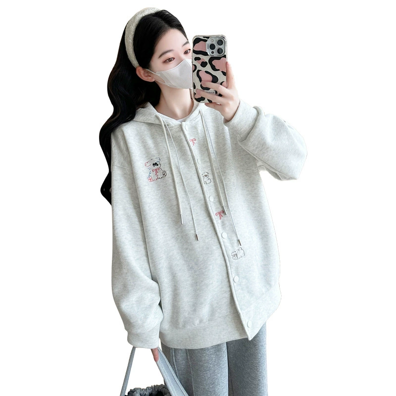 Теплая толстовка для беременных, пуховик, толстовка с капюшоном, кардиган, комплект, оверсайз