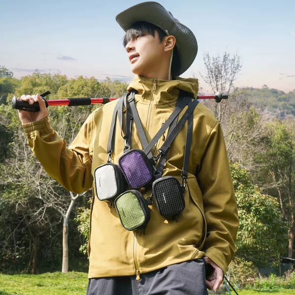 2026 Outdoor Hiking Nylon Earphone Bag with Lanyard, Super Popular Ultra-Small Mini Crossbody Chest Bag for Boys and Parent-Child Outings