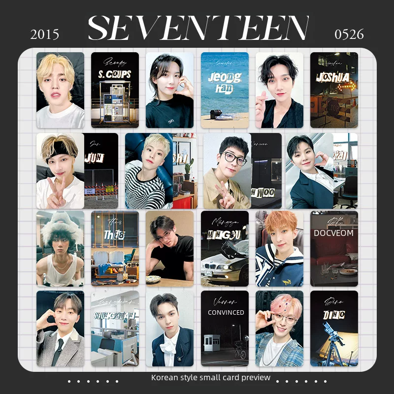 K-pop mini photo card set (Seventeen style) — 6-photo designs, 30-style collectible cards