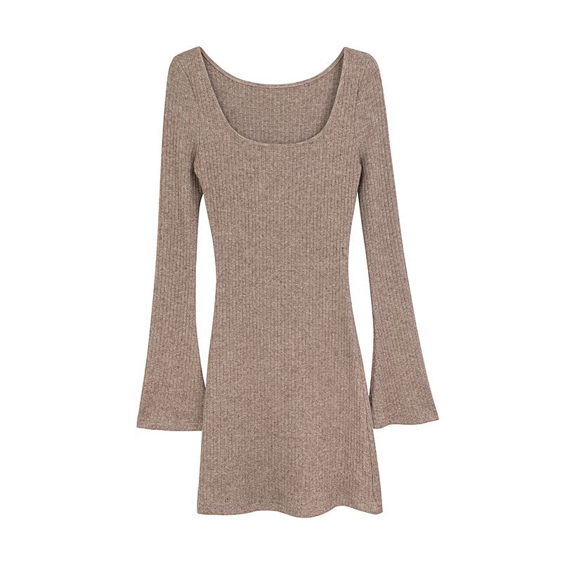 Elevate Your Style with Our Collar Bell Sleeve Knitted Dress