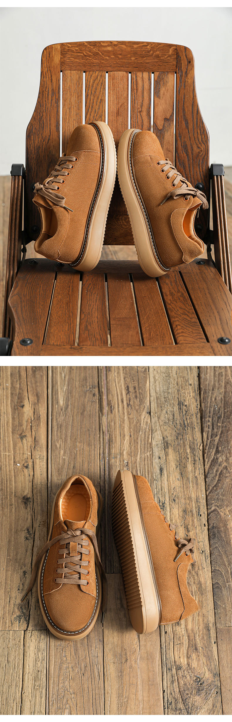Men's Genuine Suede Leather Desert Boots Raised Casual Shoes_voghion.com