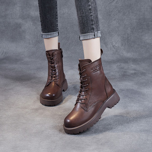 Thick-soled Martin Boots Women's Autumn and Winter 2022 Single Boots New Leather Retro Fashion Boots Comfortable British Style