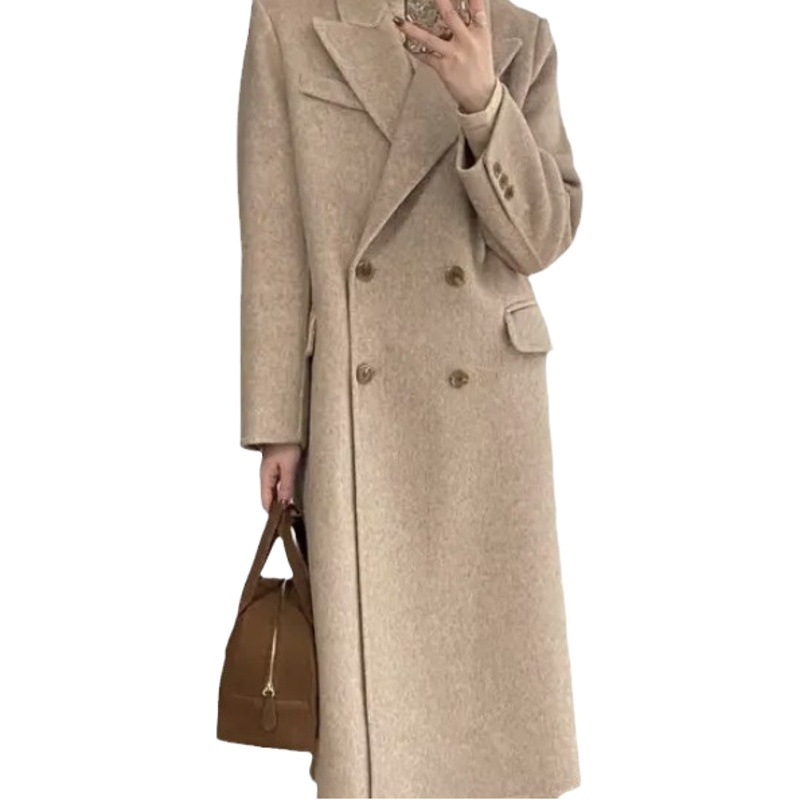 【3008高級感ゆるい気質正肩スーツ復古ウールコート小衆フランス中長タイプ女性コート