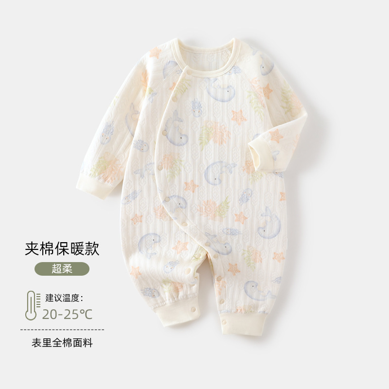 婴儿连体衣秋冬款打底宝宝爬服无骨新生儿连体衣夹棉保暖婴儿衣服|undefined