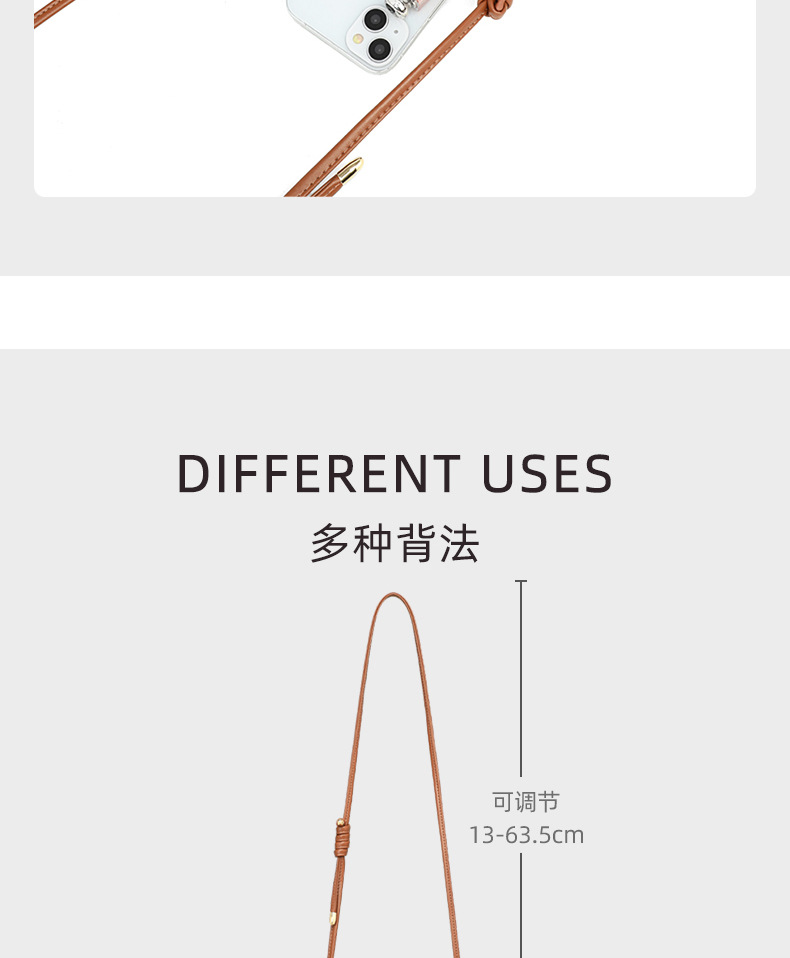 Túi đeo chéo nữ da thật mini dây xích — Màu đen (viney) chi tiết 10