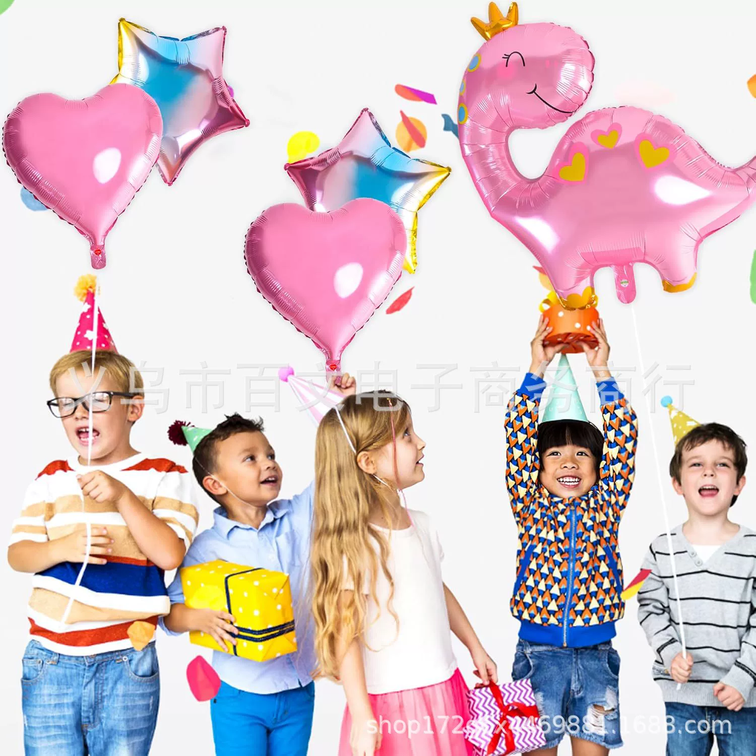 (Cross-border trading), fuchsia digital dinosaur, balloon, children's set, evening dress, new collection