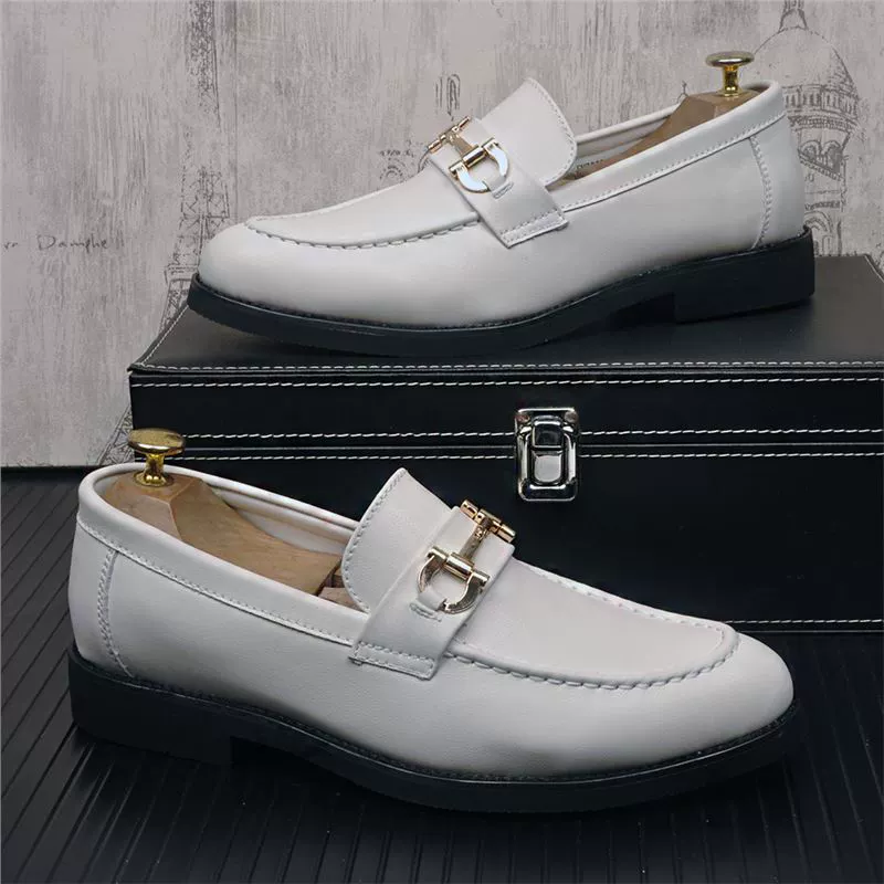 Мужские кожаные туфли нового стиля с заострённым носком, в корейском стиле, модные, дышащие, повседневные, на липучке.