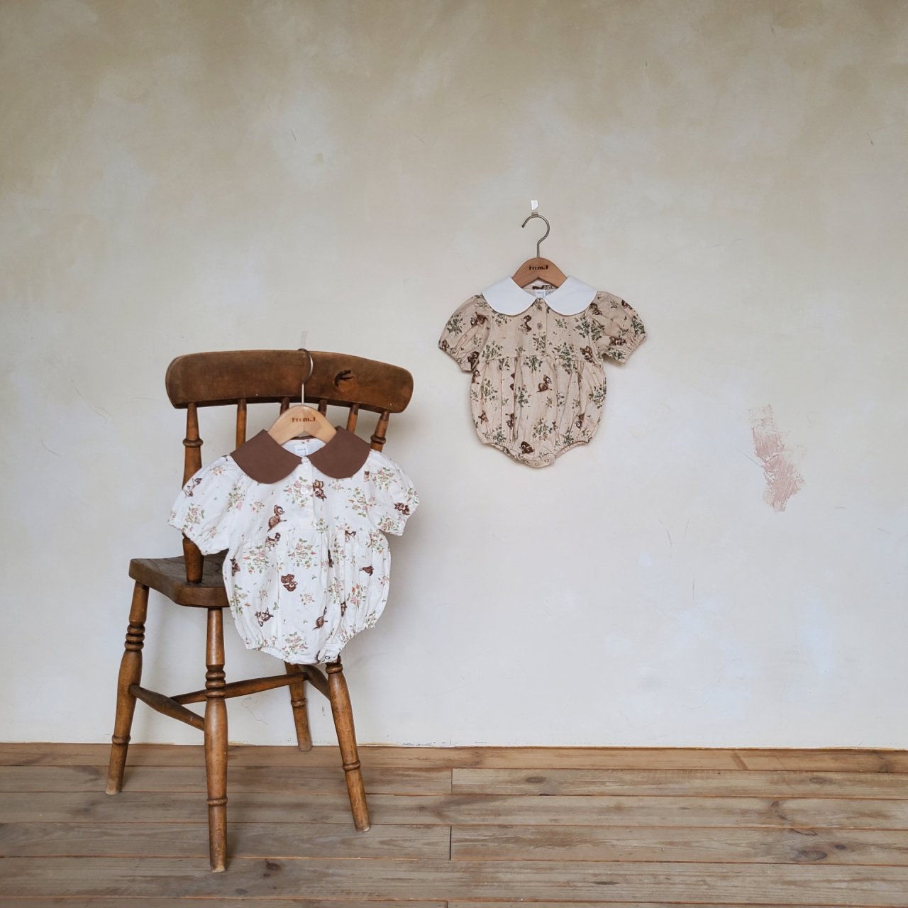 Estilo coreano ins bebé niña bebé algodón fino suave lindo ciervo solapa mono mameluco recién nacido impreso corto escalada