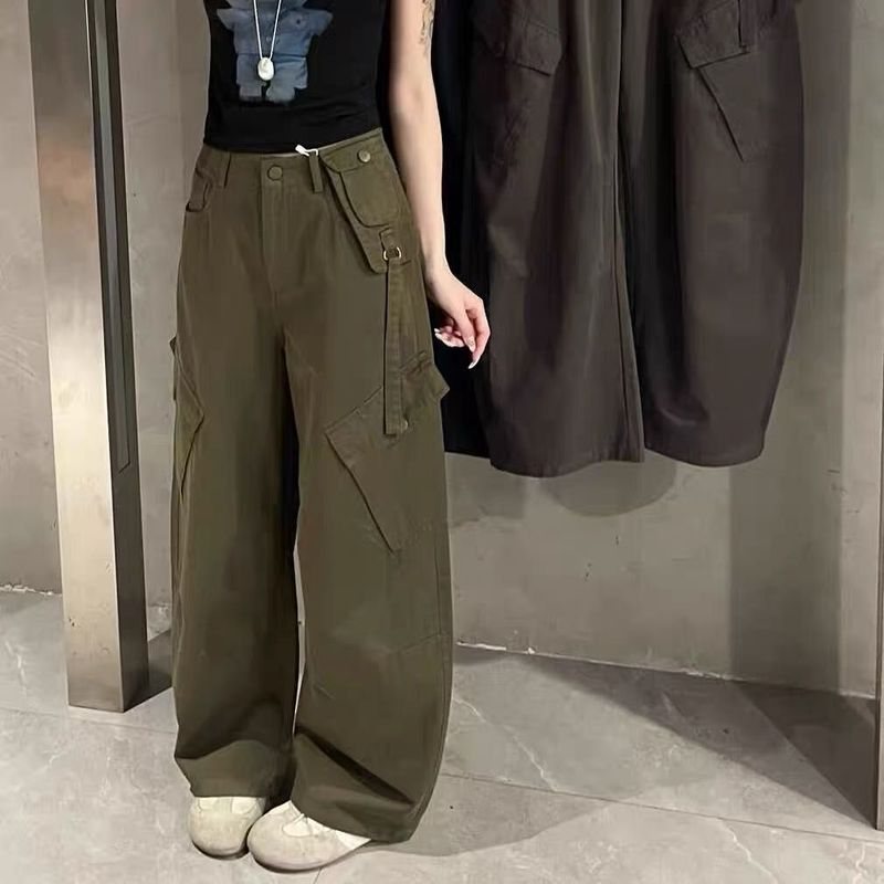 美式复古工装高腰裤女2025早秋新款宽松显瘦直筒阔腿休闲长裤子潮|undefined
