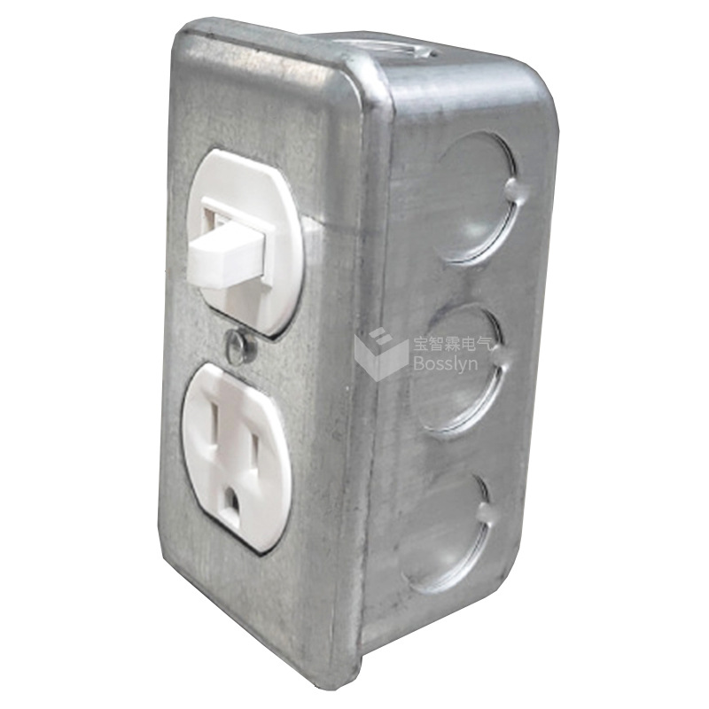 工业复古风美标明装开关插座 美式一开一插插座带镀锌面板底盒