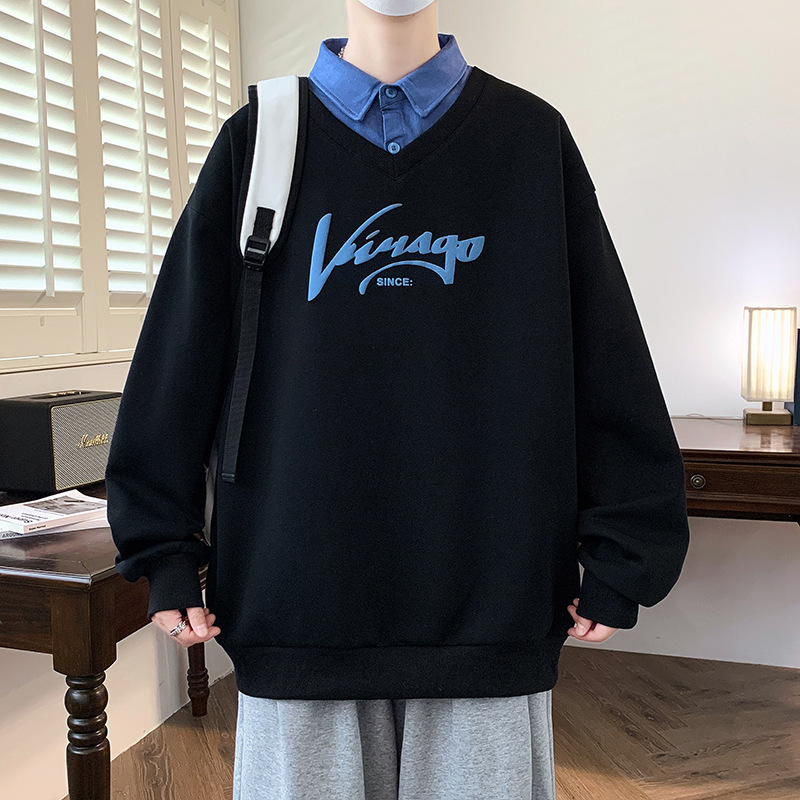 春秋季13青少年卫衣男孩12岁15初高中学生打底衫14大童假两件上衣|undefined