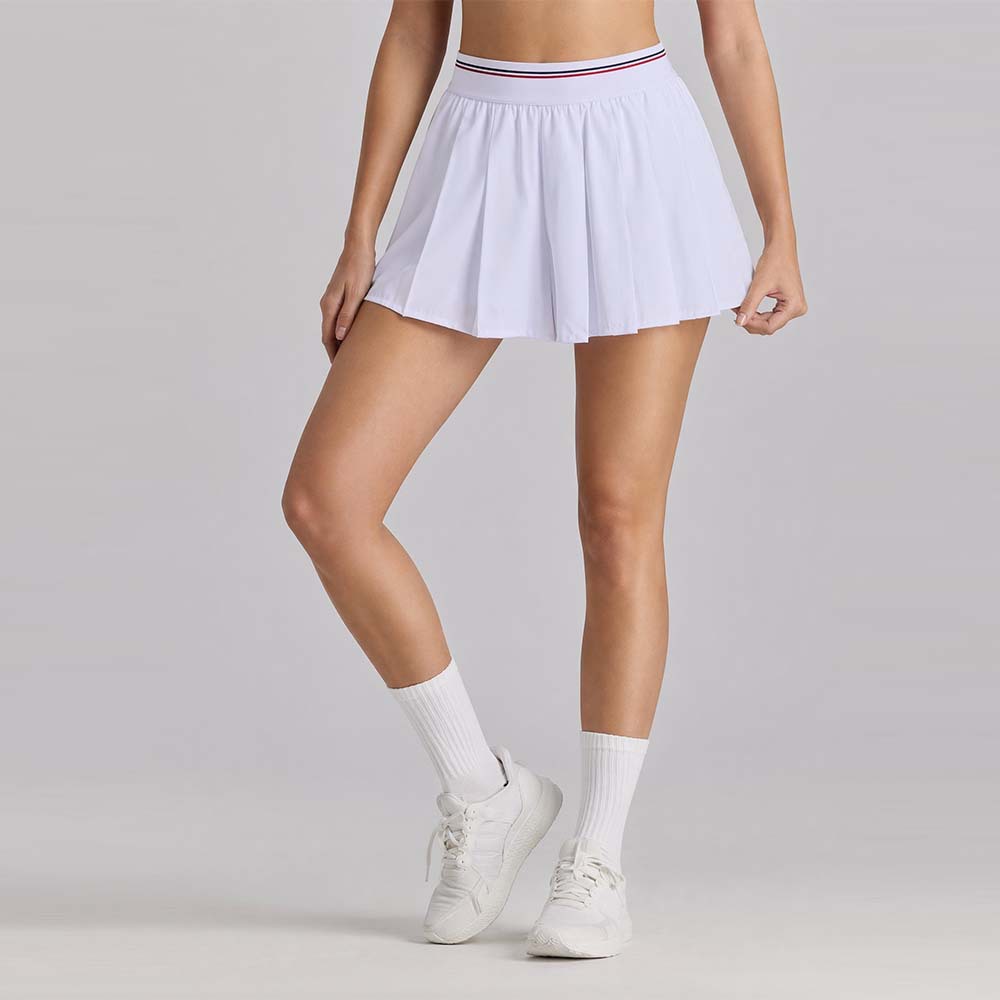 New Style Tennis Skirt for Women, Summer Running Anti-Exposure Sports High-Waisted Color-Blocking Ribbed Slimming Badminton Skirt Shorts