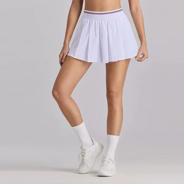 New Style Tennis Skirt for Women, Summer Running Anti-Exposure Sports High-Waisted Color-Blocking Ribbed Slimming Badminton Skirt Shorts