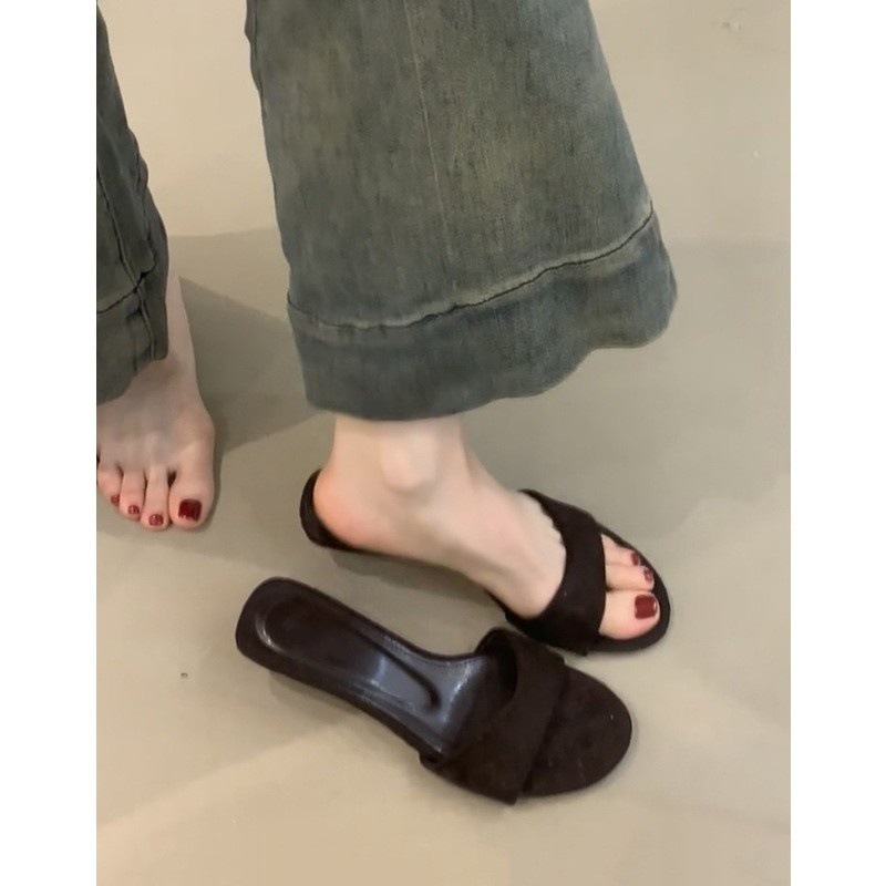 女性用ウェッジヒールオープントゥスリッパ、夏用アウターハイヒール、フランス製の美しいサンダル|undefined