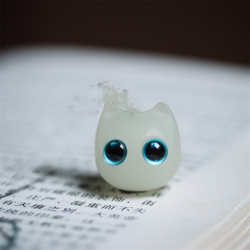 야광 고양이 맨손 조각 (구멍, 액세서리 없음, 펜던트 없음)