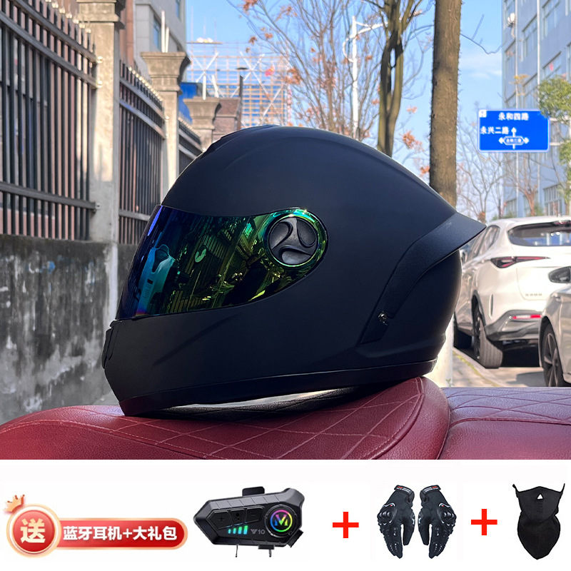Bluetooth cross-border casco de motocicleta casco completo hombres y mujeres invierno cálido seguridad Four Seasons Knight coche eléctrico casco completo