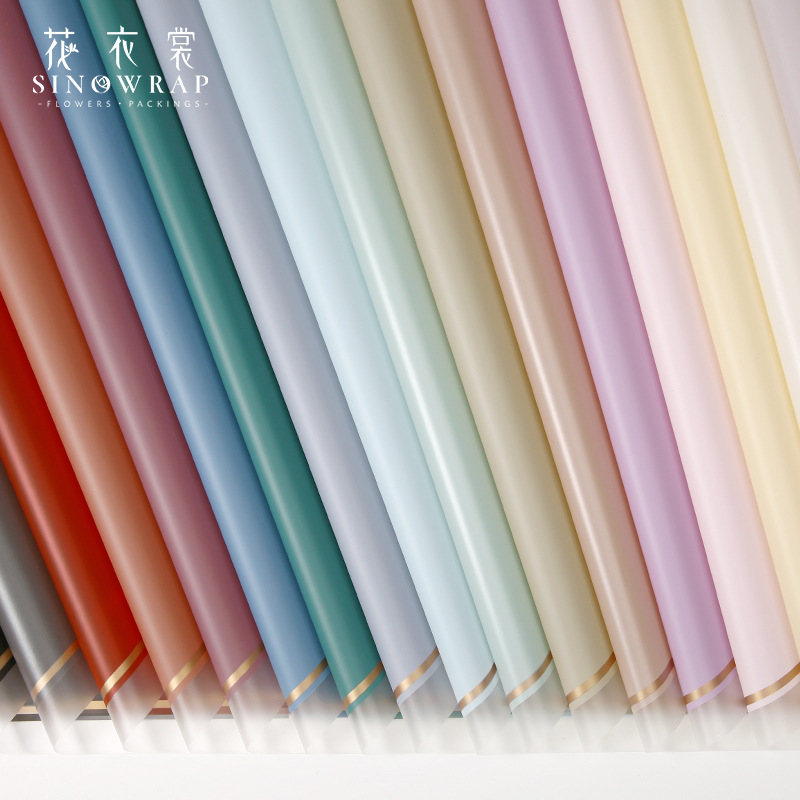 花衣裳韩素纸舞动防水鲜花包装纸半透金边果冻膜厂家现货批发外贸