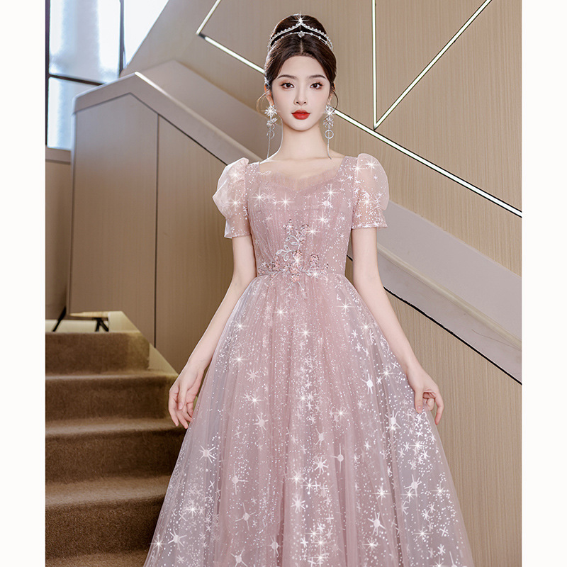 Evening Dress Light Luxury Niche High-end Pink High School Graduate Host Dame Princess Dress Adult Ceremony Dress