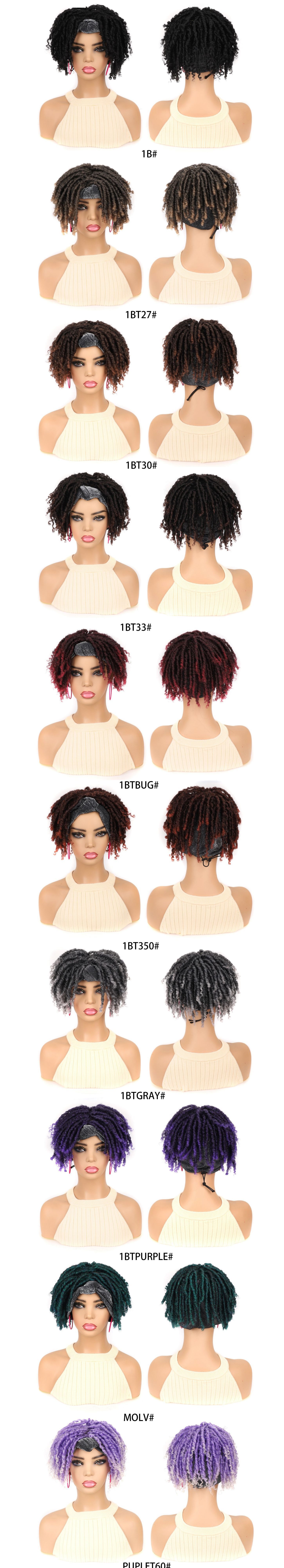 Syntetisk paryk Buet hoved Sort pandebånd parykcover_voghion.com