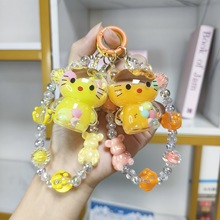 跨境外贸新品入油瓶KT猫公仔钥匙扣暴力熊手机珠链包包链挂件批发