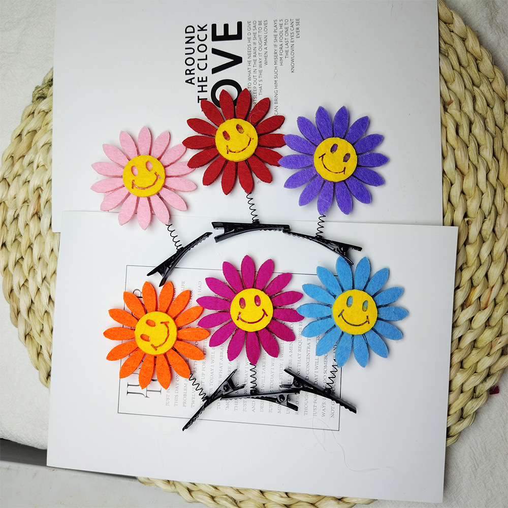 Korean-style Sunflower Spring Hairpin Creative Sunflower Smiley Face Headwear Scenic Spot Sweep Code Gift Children's Hair Accessories