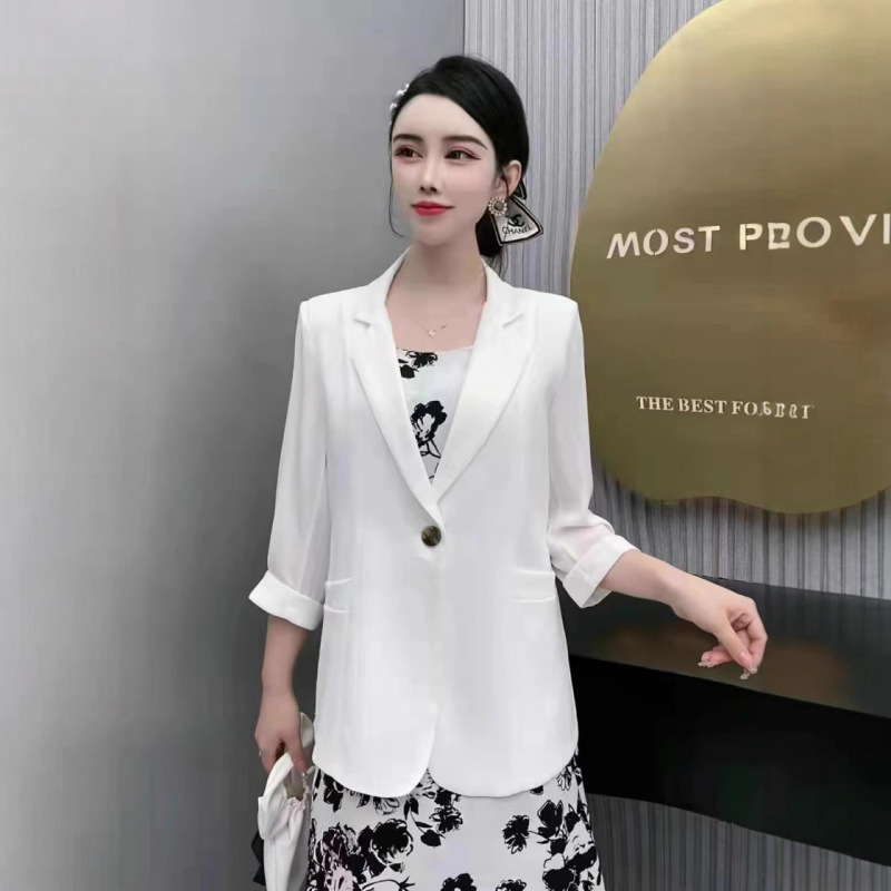 All-Match Fashion Women's Jacket Summer New French Style Elegant 2025 Suit Jacket Women's Summer Thin Loose plus size All-Match Fashion Women's Jacket Summer New French Style Elegant 2025 Suit Jacket Women's Summer Thin Loose plus size