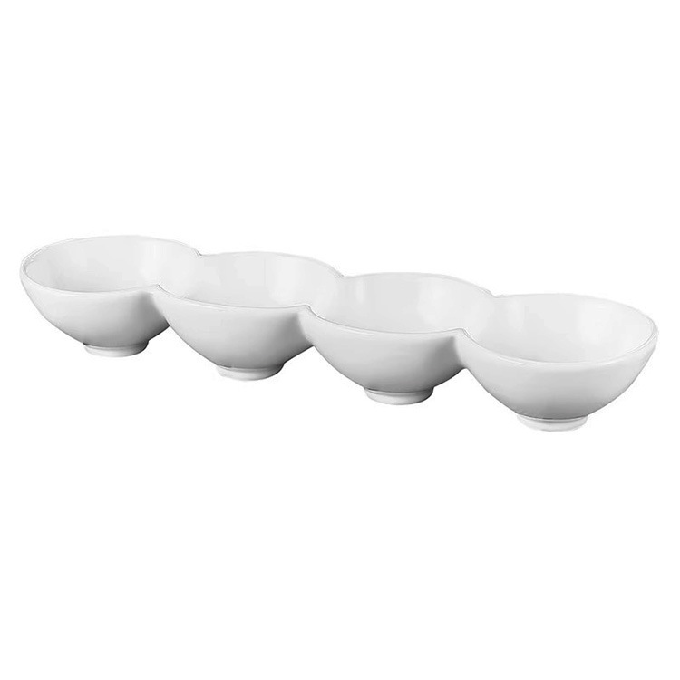 In stock round four-grid Bowl 12-inch pure white western restaurant sauce bowl snack bowl sauce dish Indian restaurant sauce bowl