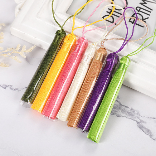8cm vertical ancient style fat tassel, polyester ice silk tassel bookmark, Hanfu high hat jewelry pendant tassel