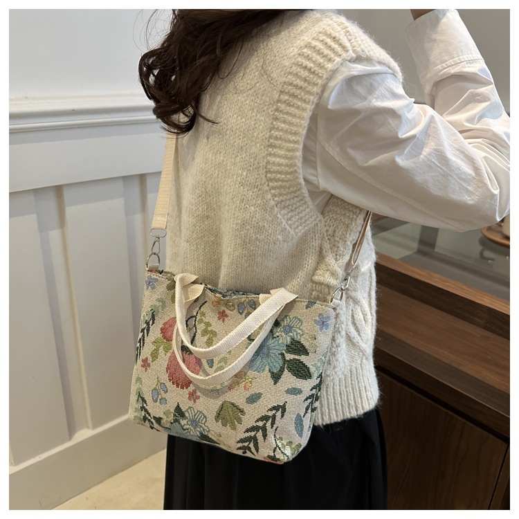 Canvas bag for women 2024 New large-capacity handbag, printed tote bag, niche design, artistic single-shoulder bag for work undefined