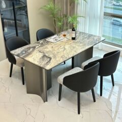 北欧大理石餐桌椅组合家用意式极简长方形轻奢小户型餐台现代简约