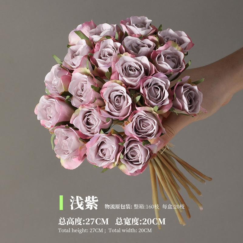 模擬バラのつぼみ、バラの花束、ホームホテルプロジェクトの写真撮影、装飾花、結婚式の手持ち造花卸売|undefined