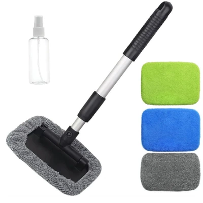 Car cleaning tools – Cleaning Tool Car Interior - square-plate-2-gray-1-green-1-blue-spray-bottle