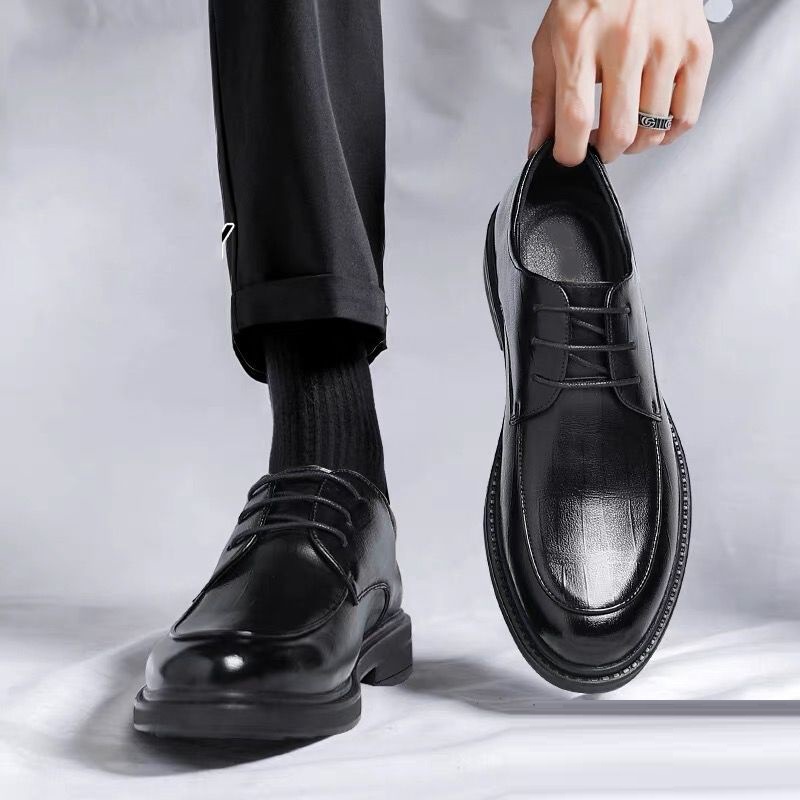 Men's Shoes Genuine Leather Korean Style Business Leather Shoes Men's Casual Shoes Soft Sole Formal British Wedding Groom's Leather Shoes One-Leg
